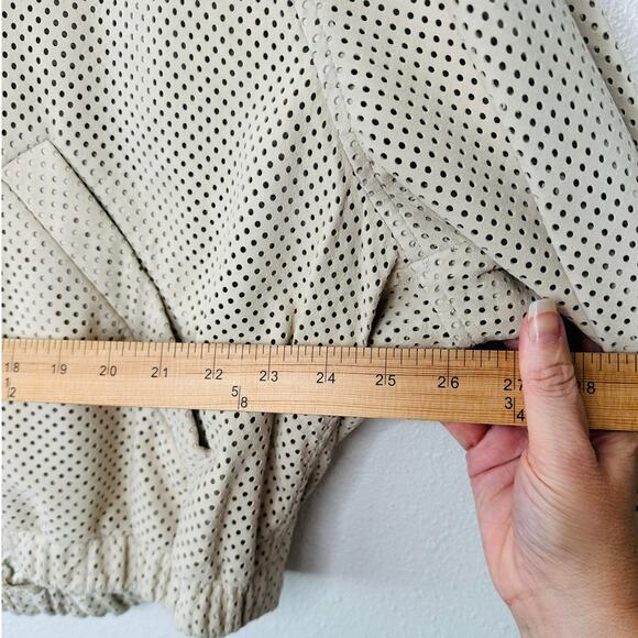 NWT Brunello Cucinelli Tan Cream Laser Cut 100% Leather Bomber Jacket 48 / XL - Picture 15 of 16